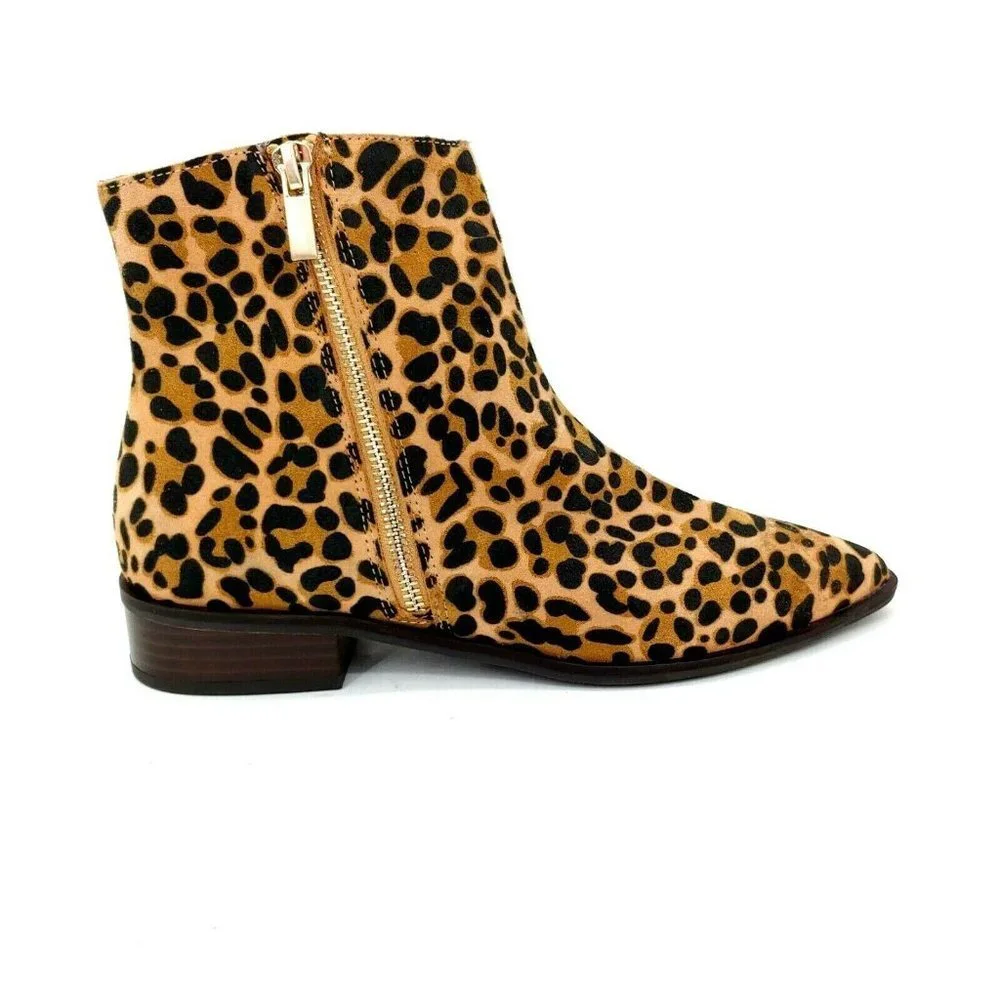 Sole Society Cadyna Suede Leopard Ankle Boot‎ 8.5